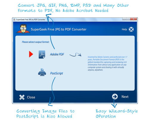 supergeek free jpg to pdf converter